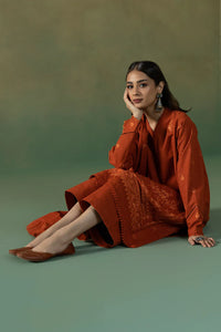 S - EMBROIDERED KHADDAR RUST 3PC