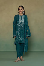 Load image into Gallery viewer, S - EMBROIDERED KARANDI TEAL 3PC