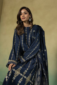 S - EMBROIDERED KHADDAR BLUE 3PC