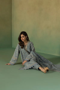 S - EMBROIDERED KHADDAR ICE BLUE 3PC
